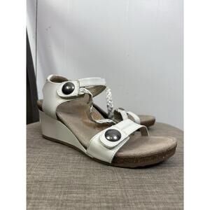 Aetrex Shoes Womens 8.5 Naya Sandals Braided Strap Slingback Wedge Leather